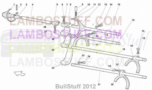 2007 Lamborghini MURCIELAGO LP 640 ROADSTER AUSTRALIA GEARBOX SHIFTING RODS AND FORKS (311.01.00)